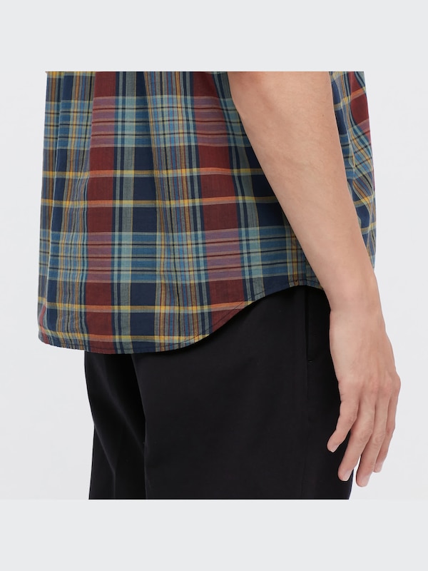 Madras Checked Pull Over Short Sleeve Shirt