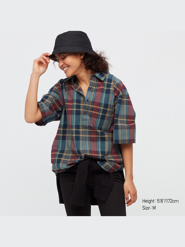 Madras Checked Pull Over Short Sleeve Shirt