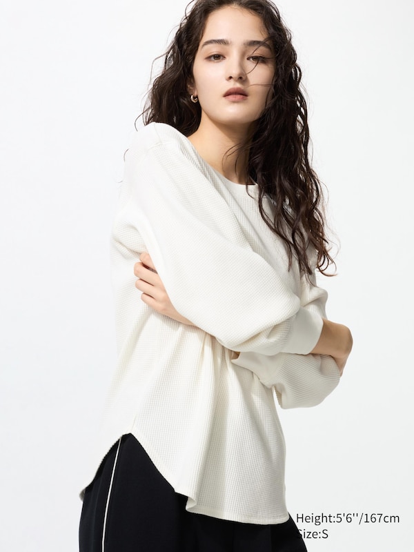 Waffle Crew Neck Long Sleeve T-Shirt