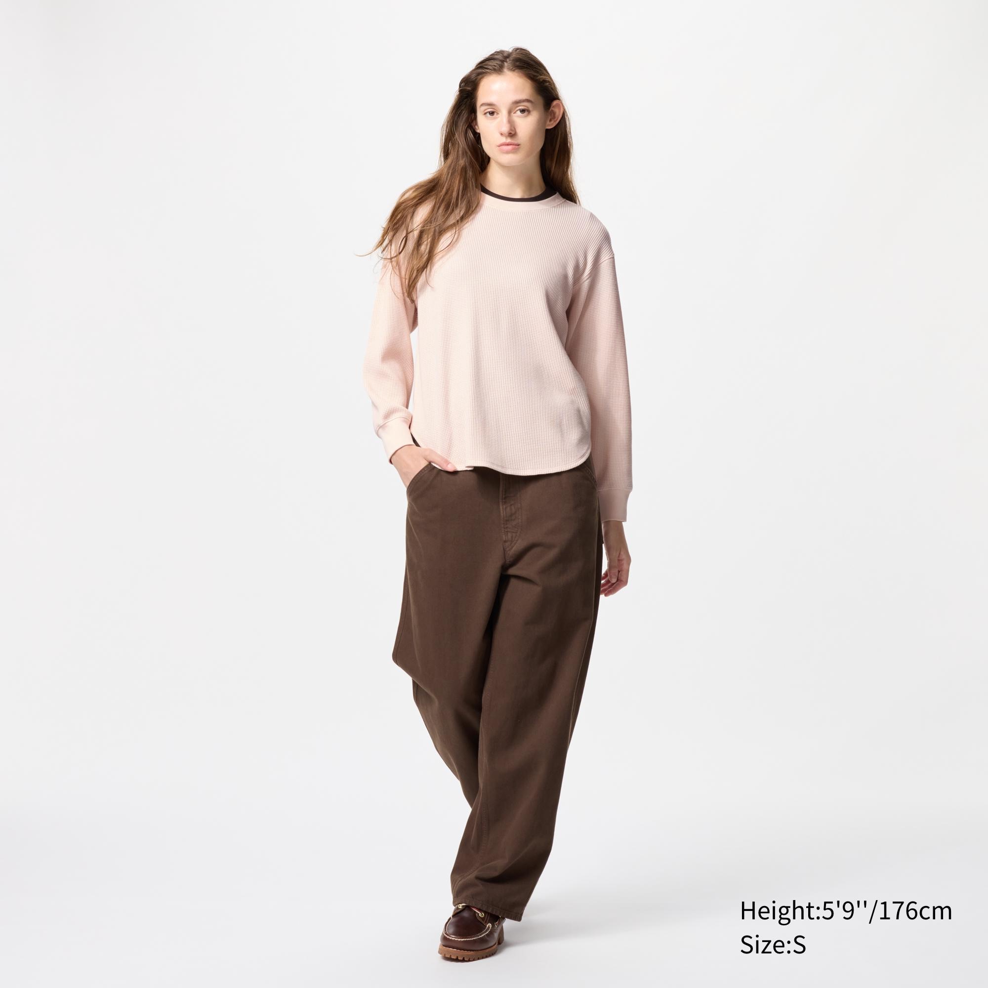 uniqlo women waffle crew neck