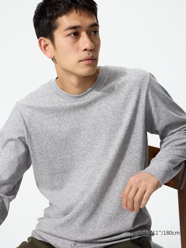 Soft Brushed Crew Neck Long Sleeve T-Shirt