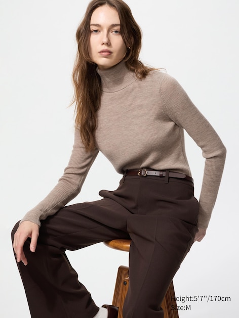 100% Merino Ribbed Turtleneck Sweater