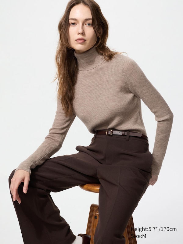 100% Merino Ribbed Turtleneck Sweater