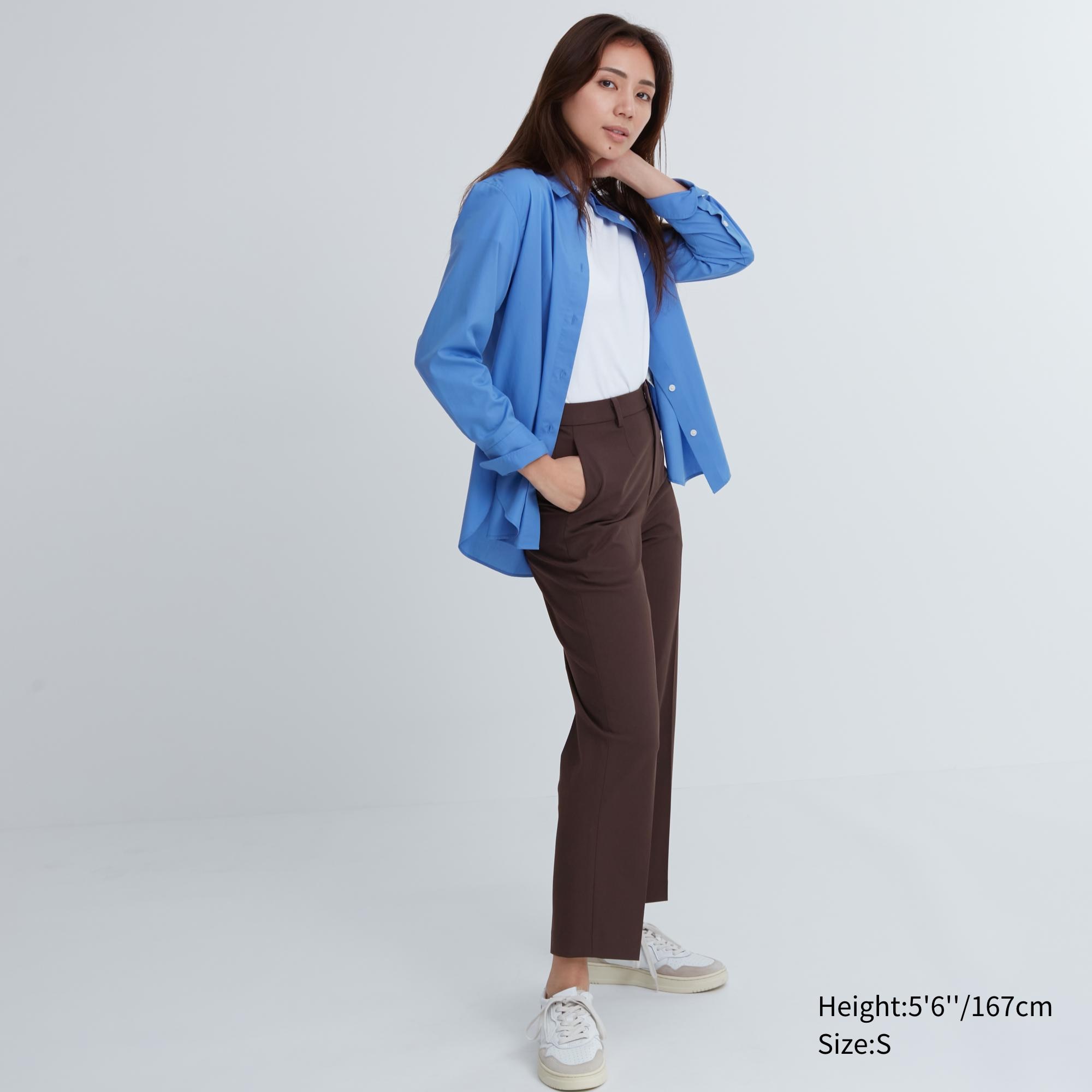 WOMENS LINEN COTTON TAPERED TROUSERS  UNIQLO IN