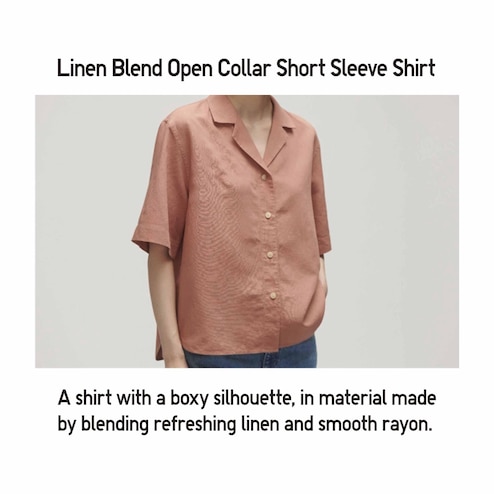 UNIQLO Linen-Blend Open Collar Short-Sleeve Shirt