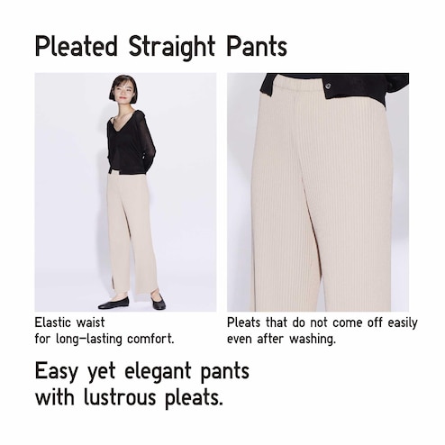 WOMEN'S PLEATED STRAIGHT PANTS