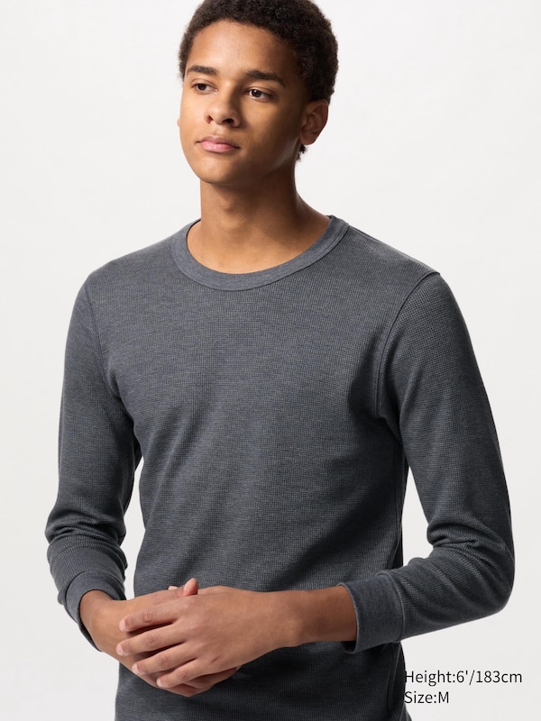 HEATTECH Cotton EXTRA WARM Waffle Crew Neck Long Sleeve T-Shirt