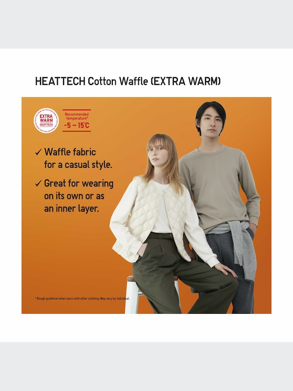 HEATTECH Cotton EXTRA WARM Waffle Crew Neck Long Sleeve T-Shirt