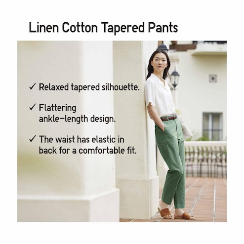 WOMEN'S LINEN COTTON TAPERED PANTS