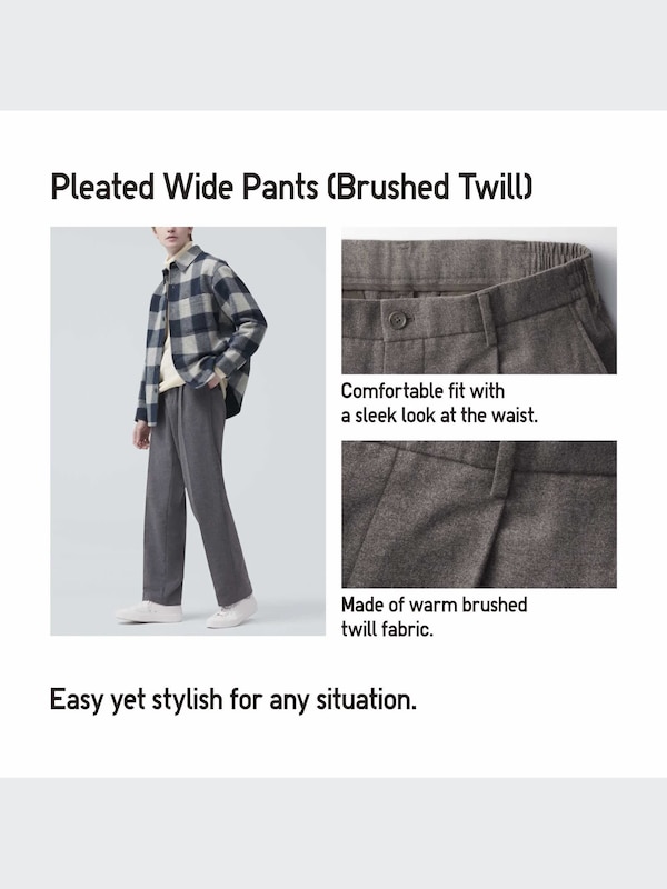 Pleated Wide Pants (brushed twill)