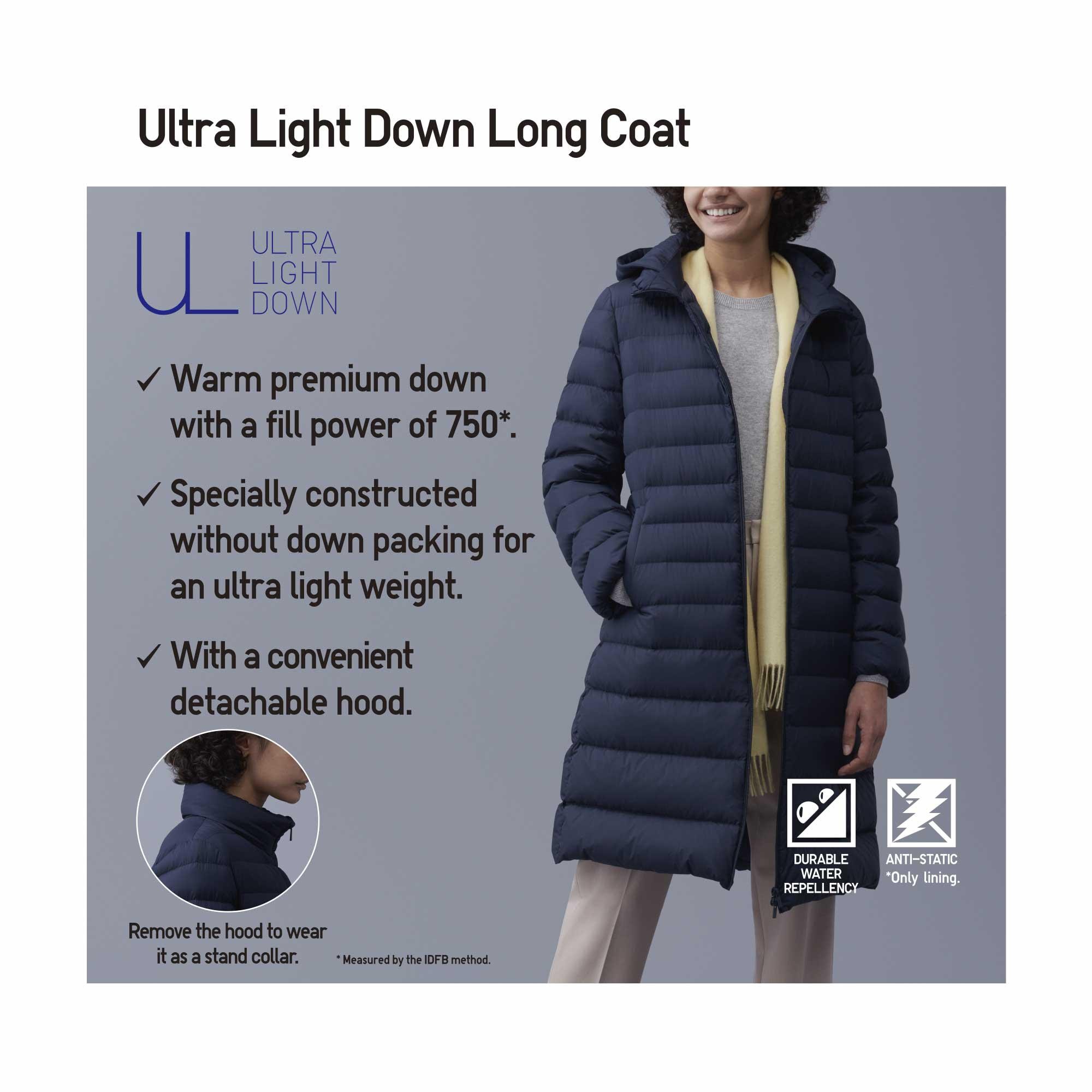 Women ultra light best sale down hooded coat uniqlo