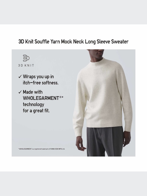 3D Knit Souffle Yarn Mock Neck Sweater