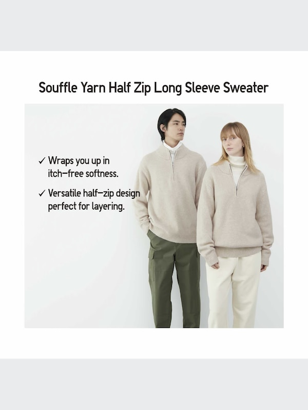 Souffle Yarn Long Sleeve Half-Zip Sweater