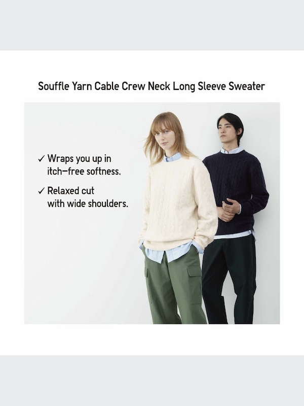 Souffle Yarn Cable Crew Neck Sweater