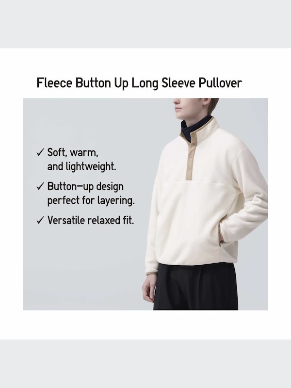 Fleece Button Up Long Sleeve Pullover