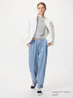 Cotton Relaxed Ankle Pants (Denim)