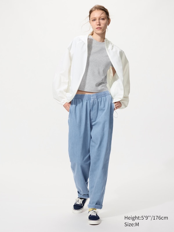 Cotton Relaxed Ankle Pants (Denim)