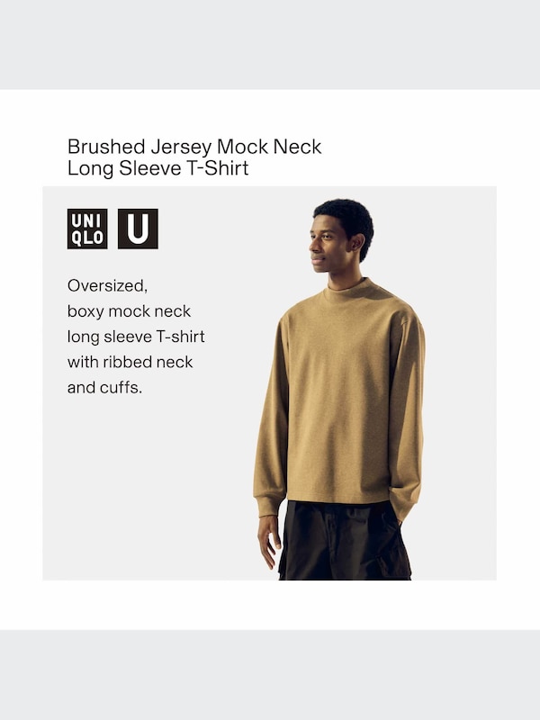 Uniqlo U Brushed Jersey Mock Neck Long Sleeve T-Shirt