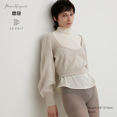 NWT UNIQLO MAME KUROGOUCHI sz L Women Knit Ribbed High Neck Long Sleeve  Sweater