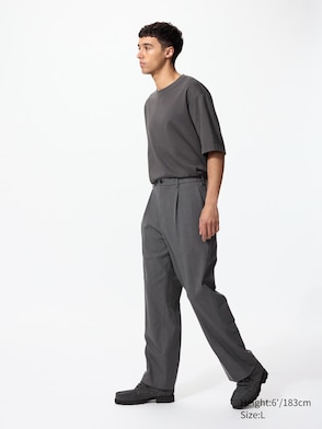 Pleated Wide Pants Brushed Jersey