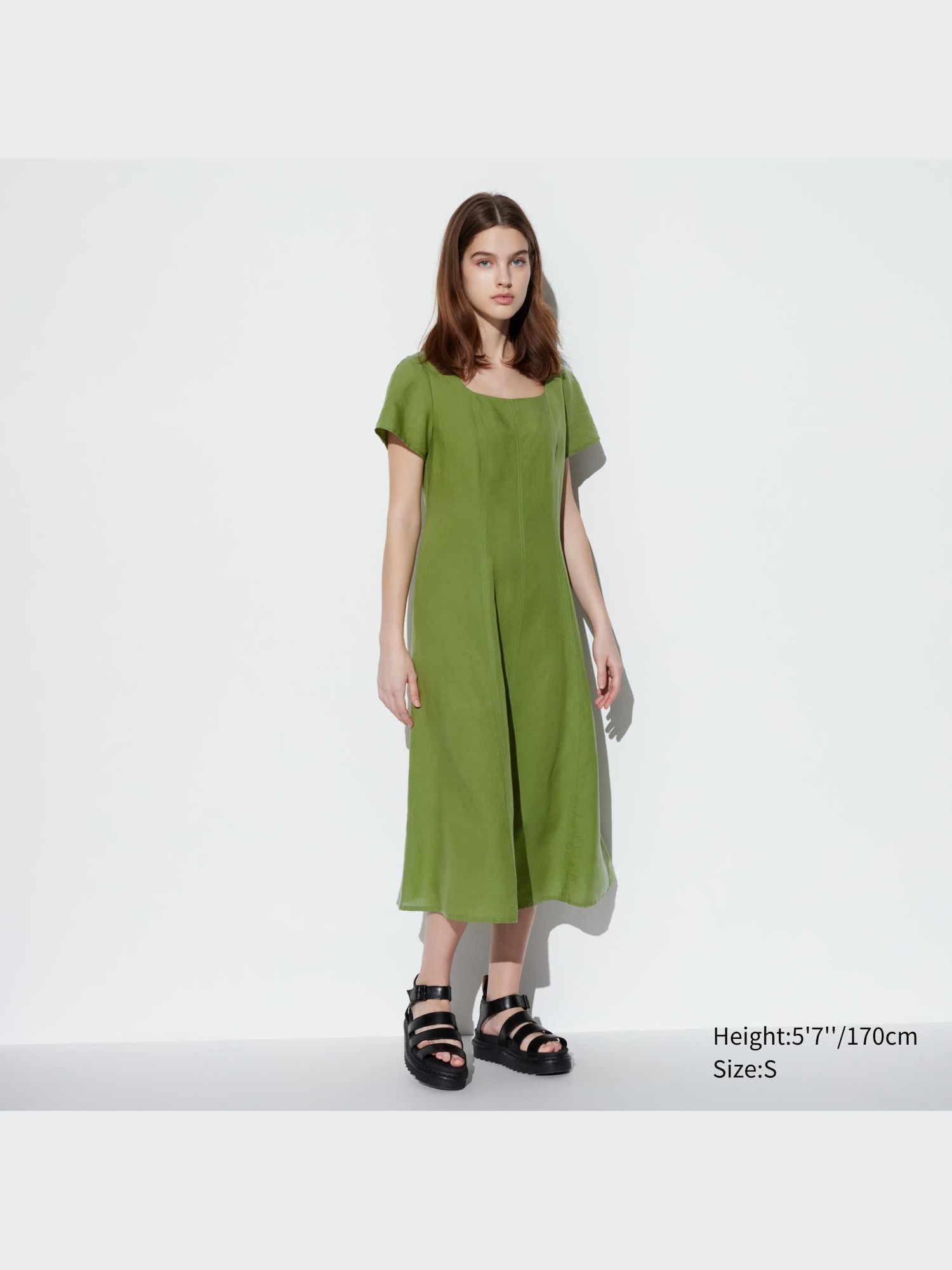 Check styling ideas forLinen Blend Square Neck Short Sleeve Dress| UNIQLO  AU