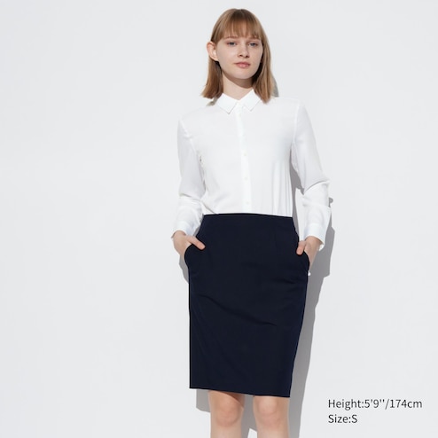 Uniqlo + WOMEN RAYON LONG-SLEEVE BLOUSE