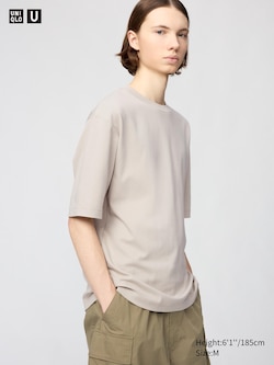 Uniqlo U AIRism Cotton Oversized Crew Neck Half Sleeve T-Shirt