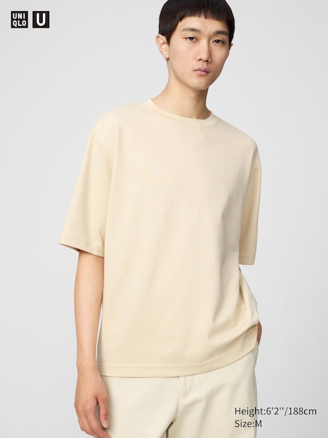 AIRism COTTON OVERSIZED CREW NECK HALF SLEEVE T-SHIRT