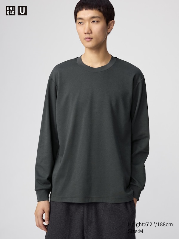 Uniqlo U AIRism Cotton Crew Neck Long Sleeve T-Shirt