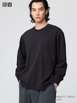 Uniqlo U AIRism Cotton Crew Neck Long Sleeve T-Shirt