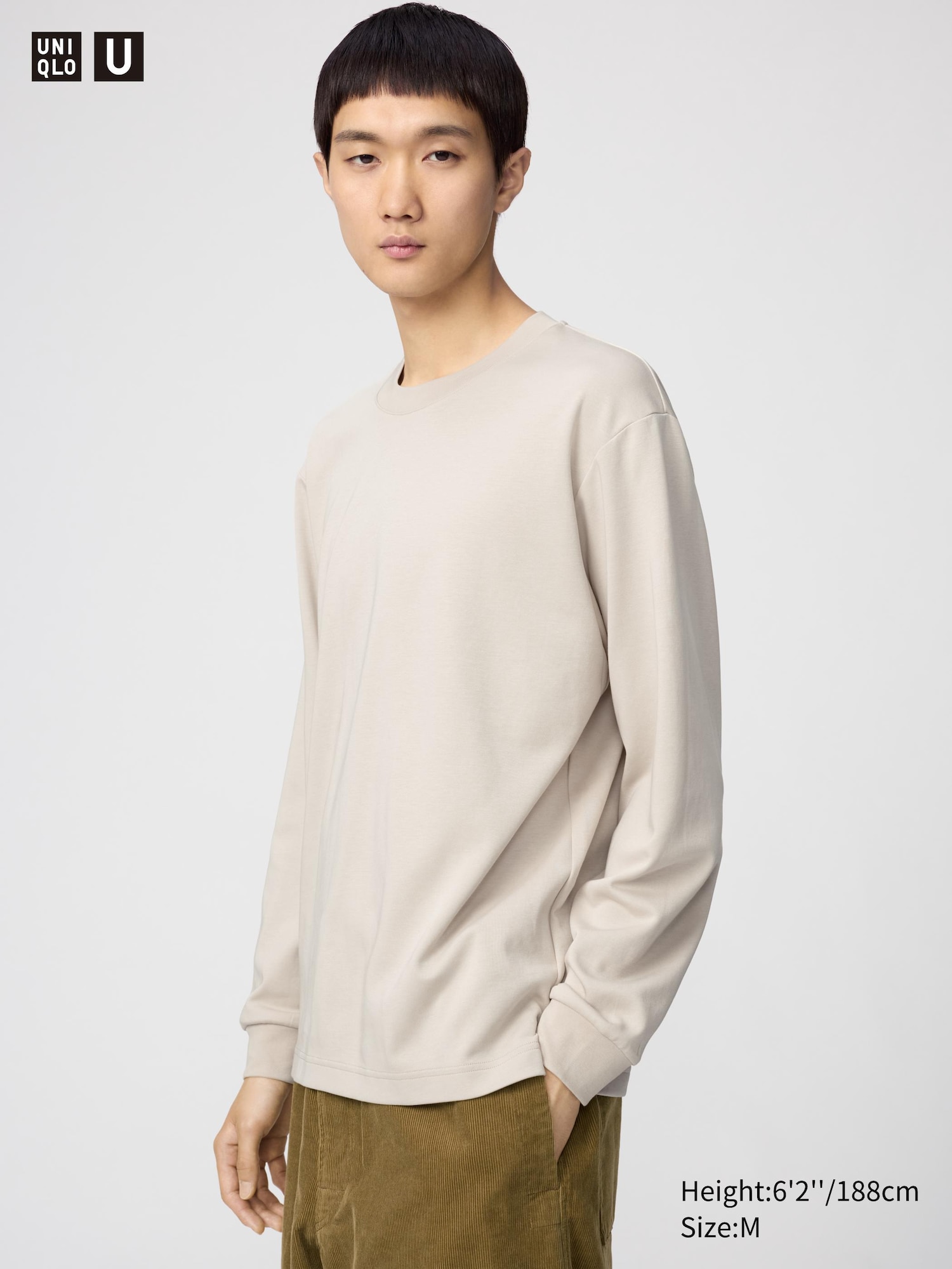 Uniqlo U AIRism Cotton Crew Neck Long Sleeve T-Shirt