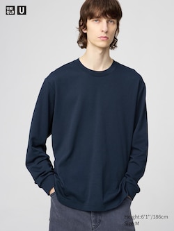 Uniqlo U AIRism Cotton Long Sleeve Crew Neck T-Shirt