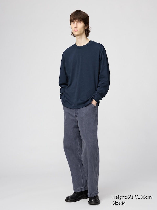 Uniqlo U AIRism Cotton Long Sleeve Crew Neck T-Shirt