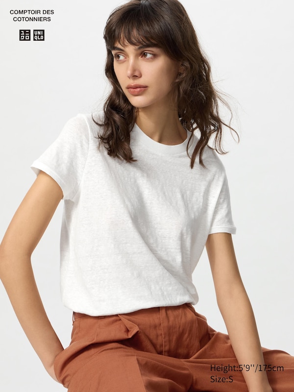 COMPTOIR DES COTONNIERS Linen Crew Neck T-Shirt
