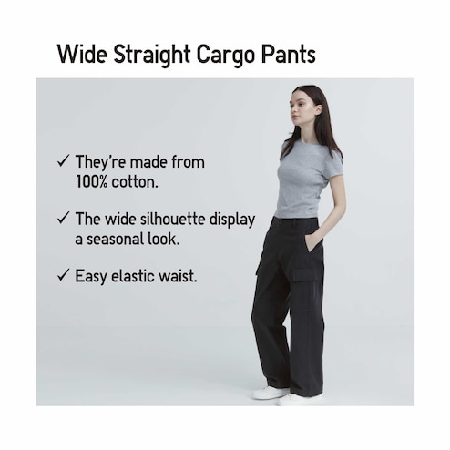 Denim Wide Straight Cargo Pants