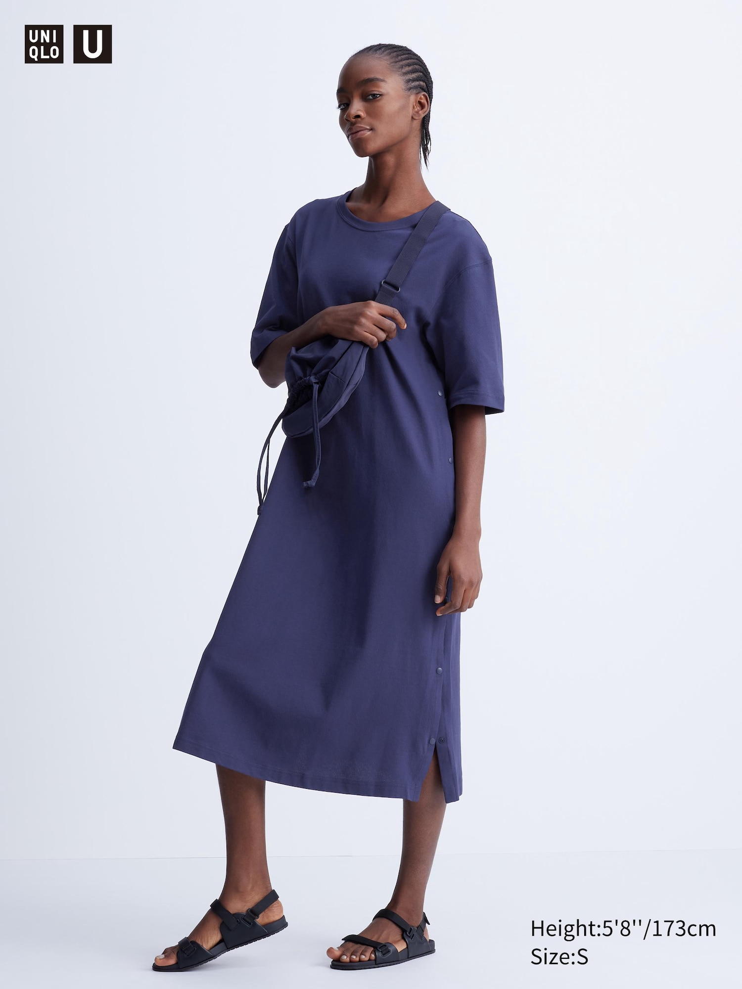 Uniqlo U Crepe Cotton Loose Snapped T Shirt Dress