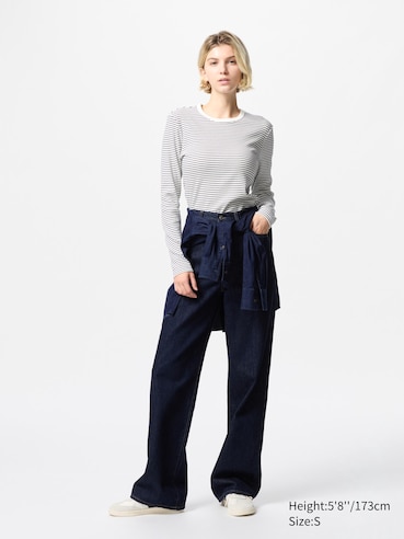 Soft Ribbed Striped Crew Neck Long Sleeve T-Shirt