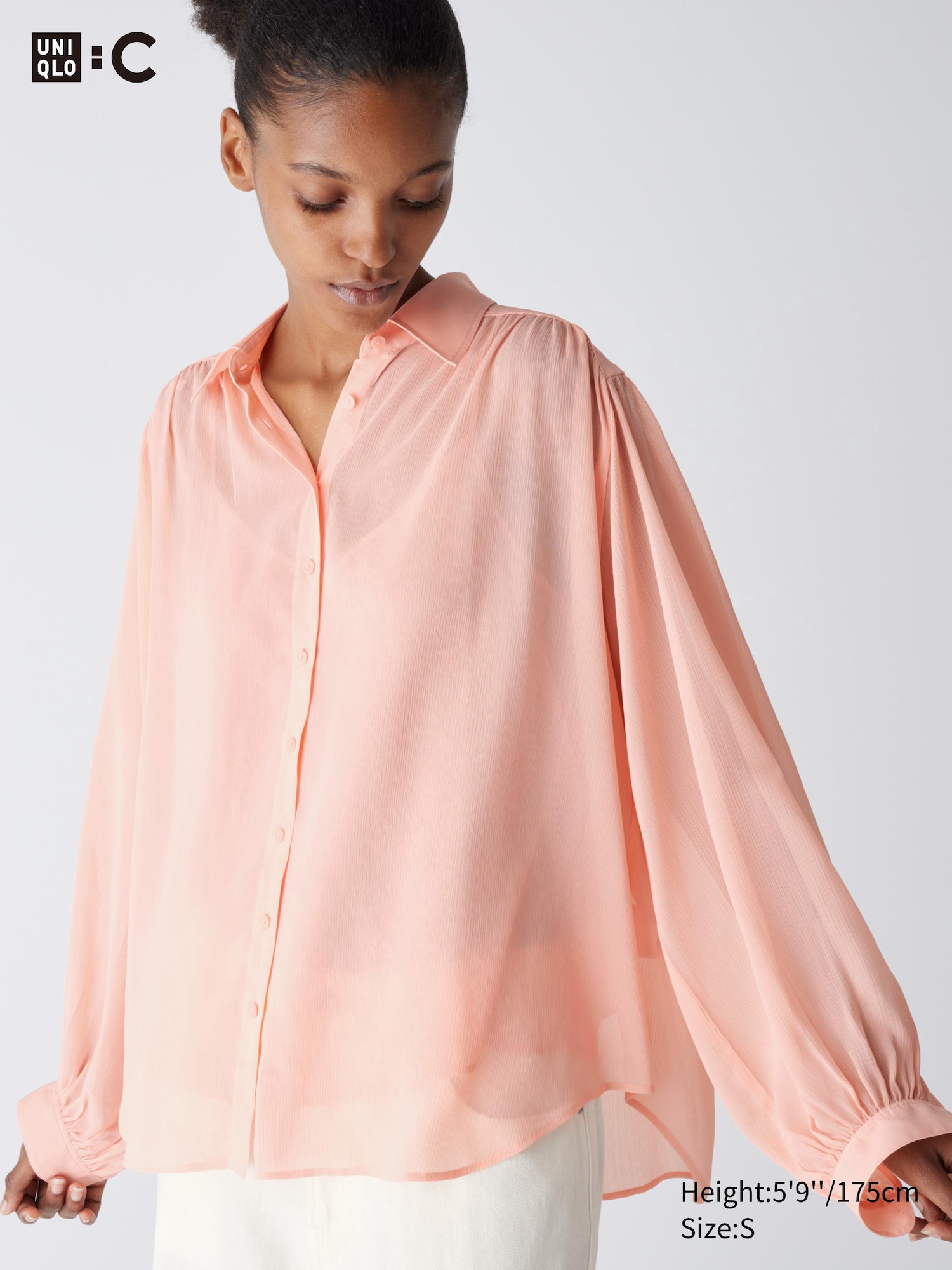 WOMEN S UNIQLO C SHEER VOLUME LONG SLEEVE BLOUSE UNIQLO AU