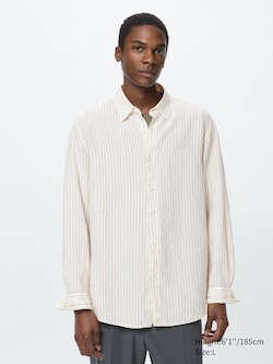 100% European Premium Linen Striped Long Sleeve Shirt