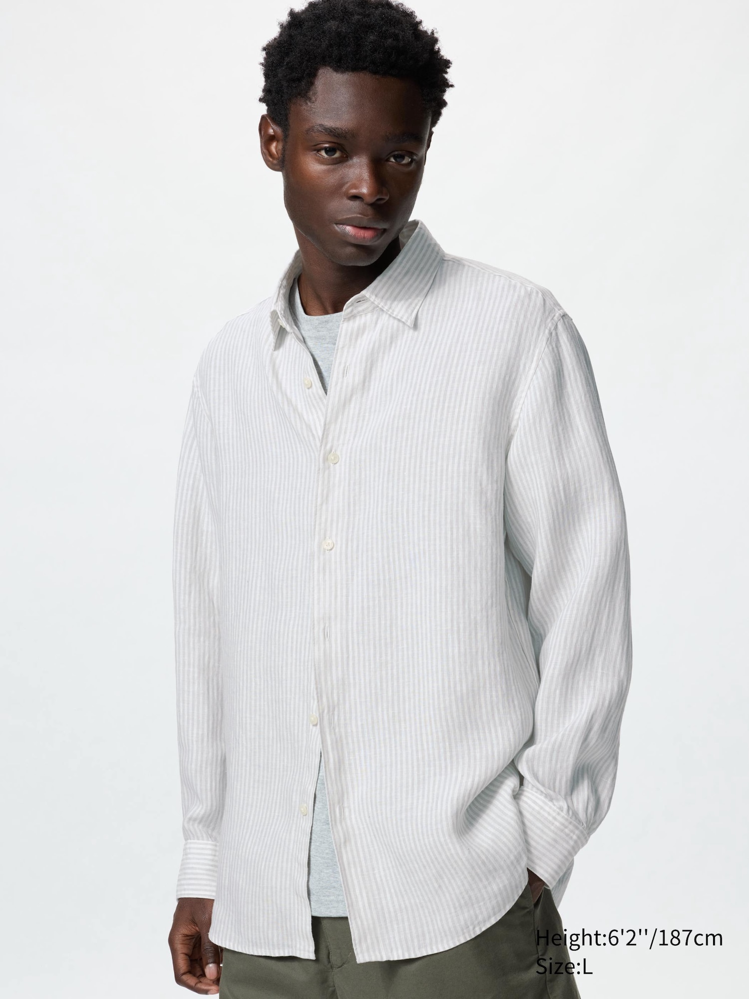 100% European Premium Linen Striped Long Sleeve Shirt