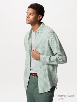 100% European Premium Linen Striped Long Sleeve Shirt