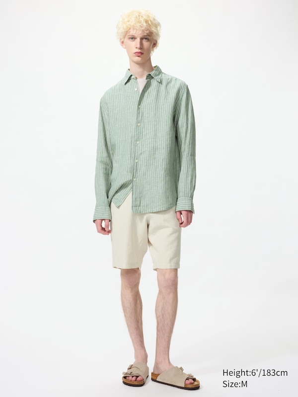 100% European Premium Linen Striped Long Sleeve Shirt