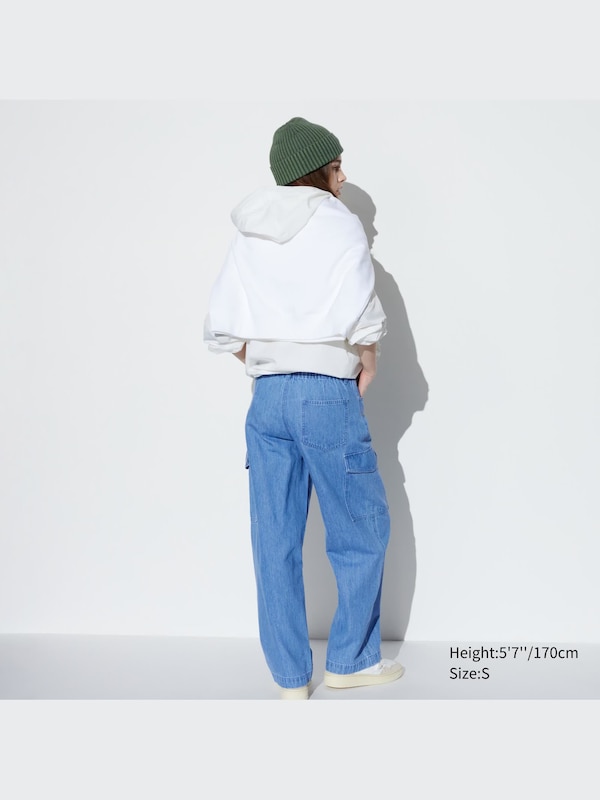 Denim Wide Straight Cargo Pants