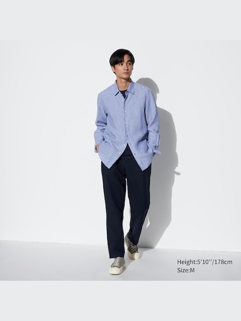 100% Premium Linen Striped Regular Fit Shirt (Regular Collar)