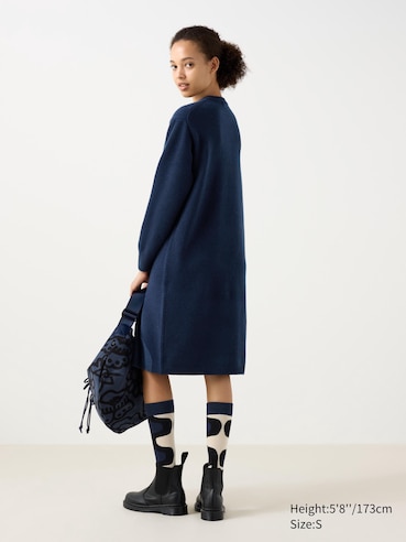 Marimekko 100% Lambswool Crew Neck Dress