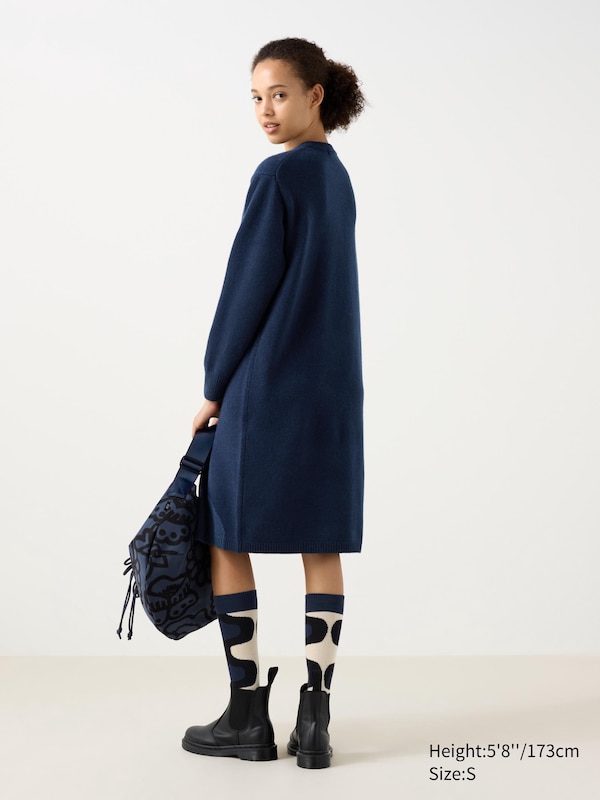 Marimekko 100% Lambswool Crew Neck Dress