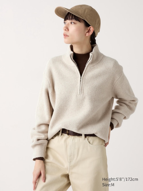 SOUFFLÉ YARN HALF-ZIP SWEATER