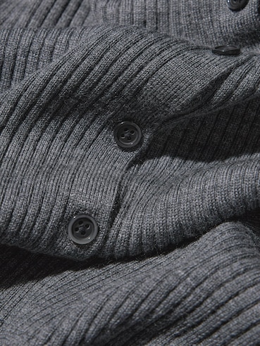MERINO RIBBED POLO CARDIGAN