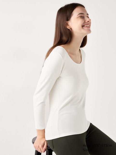 HEATTECH Cotton EXTRA WARM Scoop Neck Long Sleeve T-Shirt