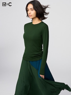 UNIQLO : C HEATTECH EXTRA WARM Cashmere Blend Crew Neck Long Sleeve T-Shirt